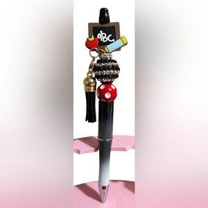 Hand Crafted Beaded Pen with Tassel for School / Teacher